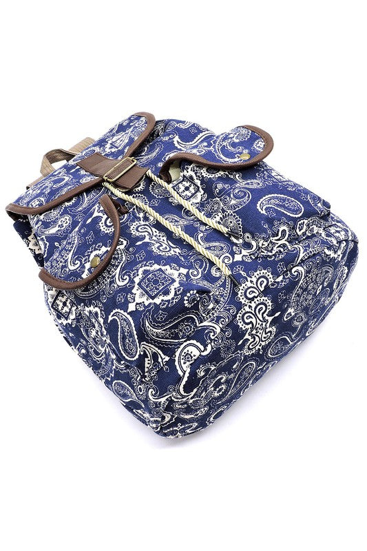 Paisley Printed Canvas Backpack