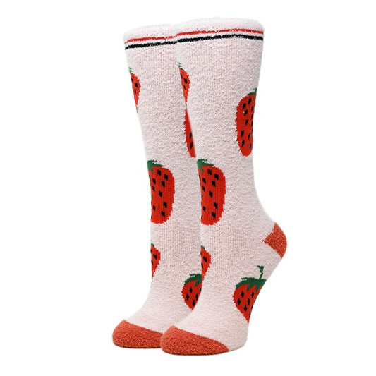 Berry - Women's fuzzy crew socks