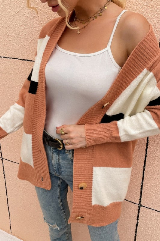 Stripe knitted cardigan