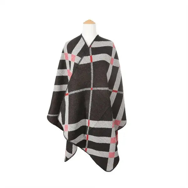 STRIPE ASYMMETRICAL PONCHO AFFLUZA.COM