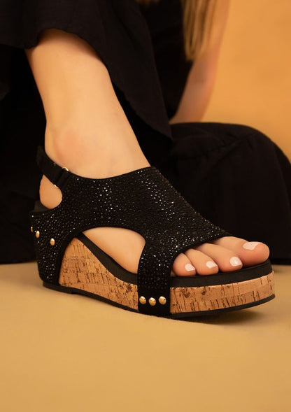 BARBARA RHINESTONE COVERED WEDGES