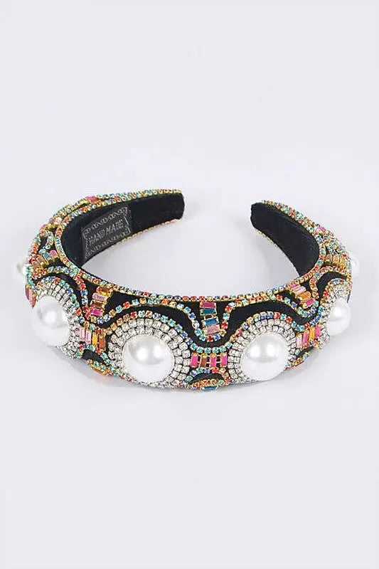 Pearl Accent Iconic Full Stone Headband AFFLUZA.COM