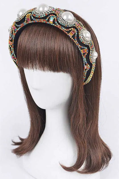 Pearl Accent Iconic Full Stone Headband AFFLUZA.COM