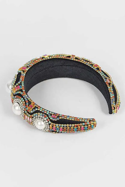 Pearl Accent Iconic Full Stone Headband AFFLUZA.COM