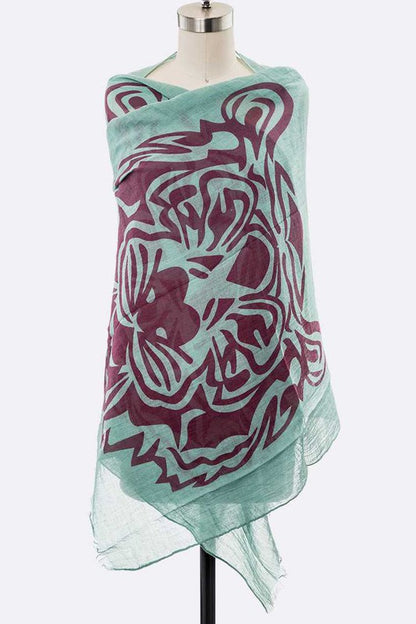 Tiger Printed Fringe Large Cotton Scarf