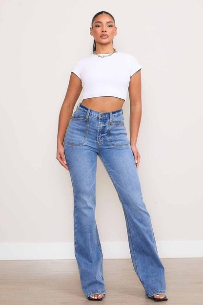 Square Pocket Bootcut Jeans