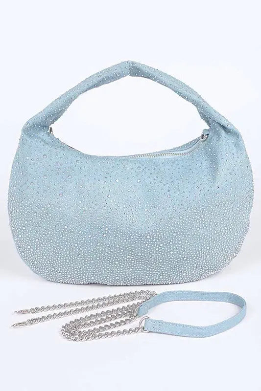 Micro Studs Convertible Denim Hobo Bag Artini Accessories