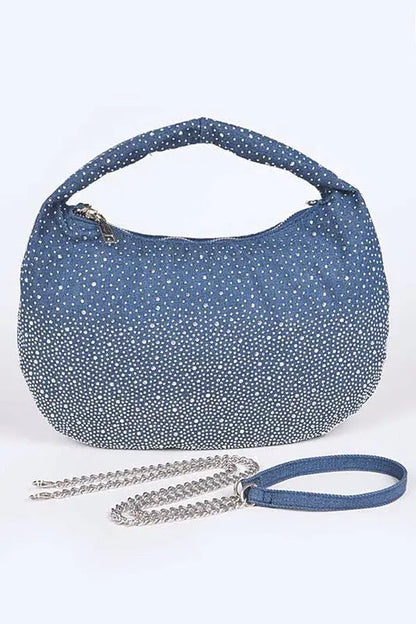 Micro Studs Convertible Denim Hobo Bag Artini Accessories