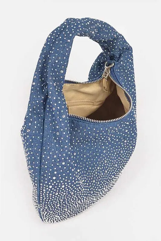 Micro Studs Convertible Denim Hobo Bag Artini Accessories