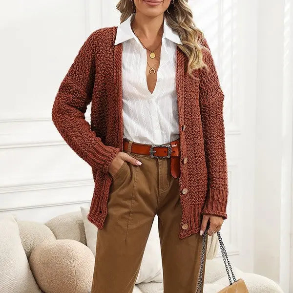 chunky cable knit oversize cardigan - Affluza