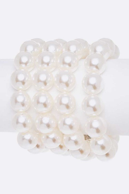 Crystal Flower Statement Pearl Stretch Bracelet