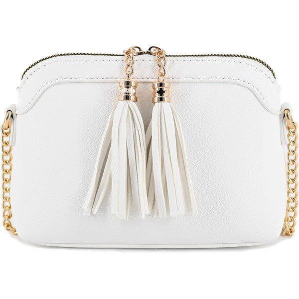 Tassel Small Crossbody Bag with Chain Strap