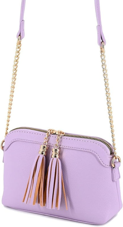 Tassel Small Crossbody Bag with Chain Strap