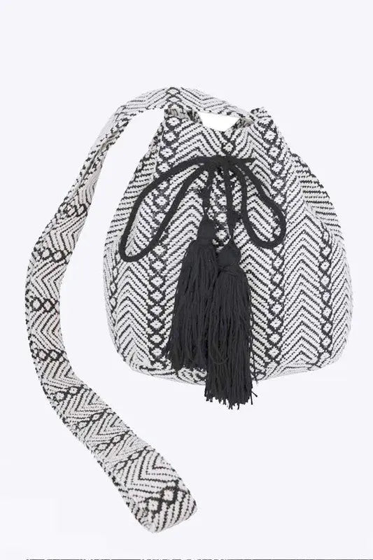 Aztec Jaquard Boho Swing Bucket Bag LA Jewelry Plaza