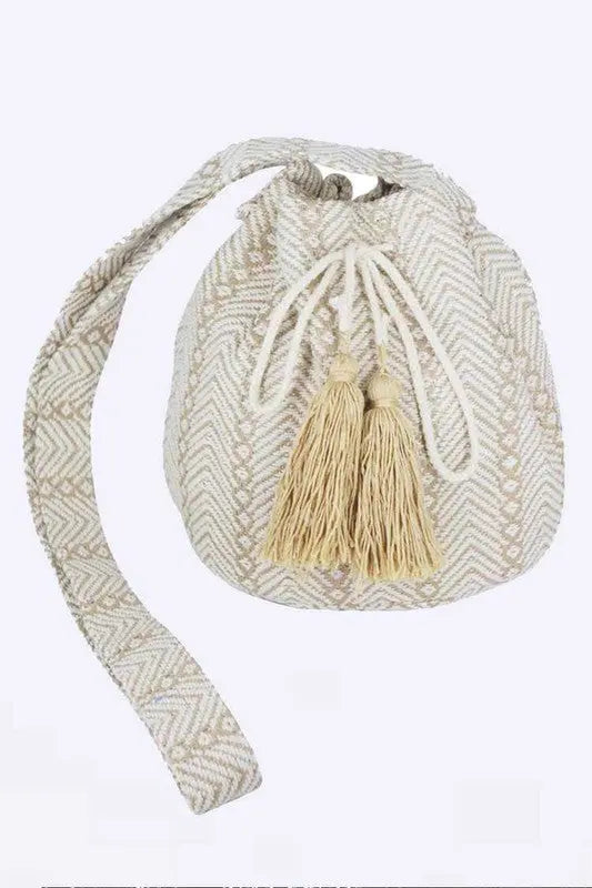 Aztec Jaquard Boho Swing Bucket Bag LA Jewelry Plaza