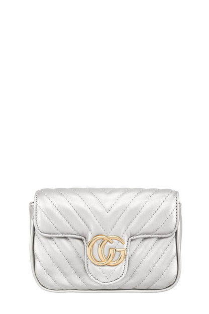 Chevron Quilted CG Buckle Crossbody Bag