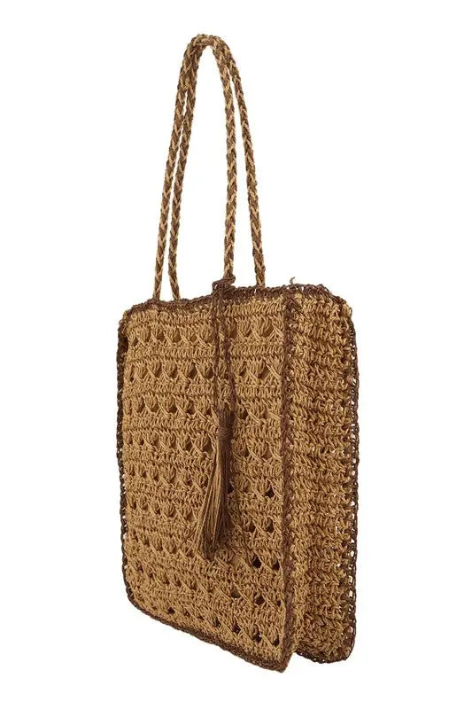 Square Shape Straw Tote  Shoulder Bag ICCO ACCESSORIES