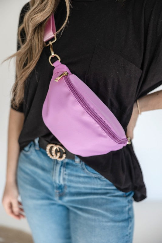 Colorful Nylon Sling Bum Hip Bag with Strap