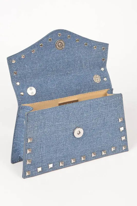 Studded Top Handle Denim Swing Bag Artini Accessories