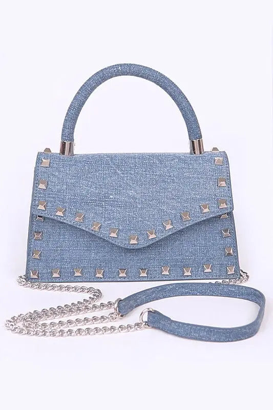 Studded Top Handle Denim Swing Bag Artini Accessories