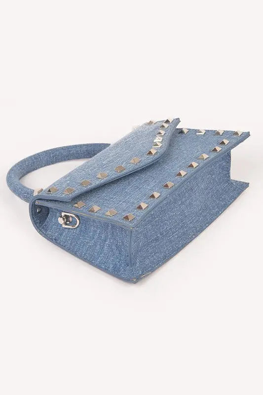 Studded Top Handle Denim Swing Bag Artini Accessories