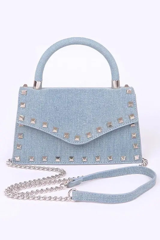 Studded Top Handle Denim Swing Bag Artini Accessories