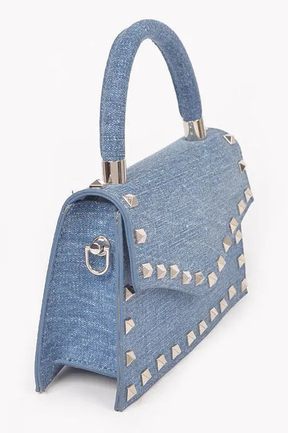 Studded Top Handle Denim Swing Bag Artini Accessories