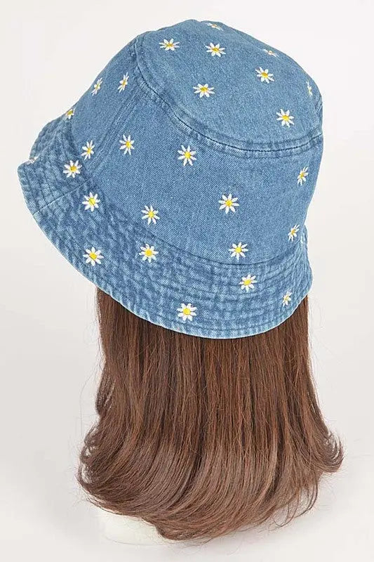 Flowre Embroidered Denim Bucket Hat