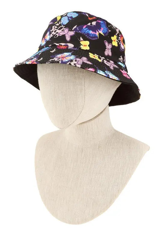 Multi Butterfly Print Bucket Hat