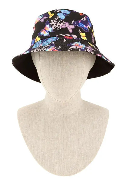 Multi Butterfly Print Bucket Hat