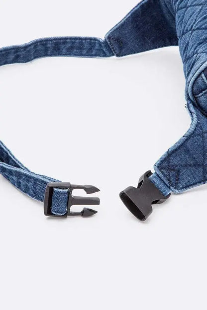 Washed Denim Quilted Fanny Pack Artini Accessories