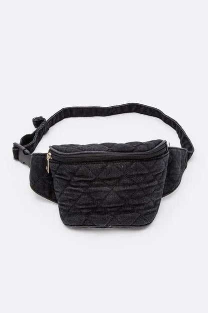 Washed Denim Quilted Fanny Pack Artini Accessories