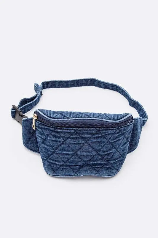 Washed Denim Quilted Fanny Pack Artini Accessories