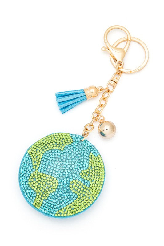 Iconic Earth Rhinestone Pillow Key Chain