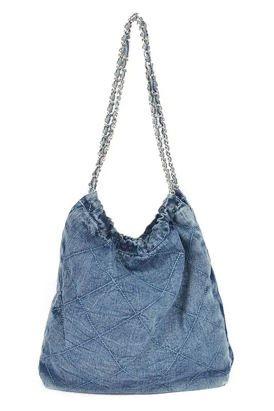 Denim Quilted Large Shoulder Bag Artini Accessories