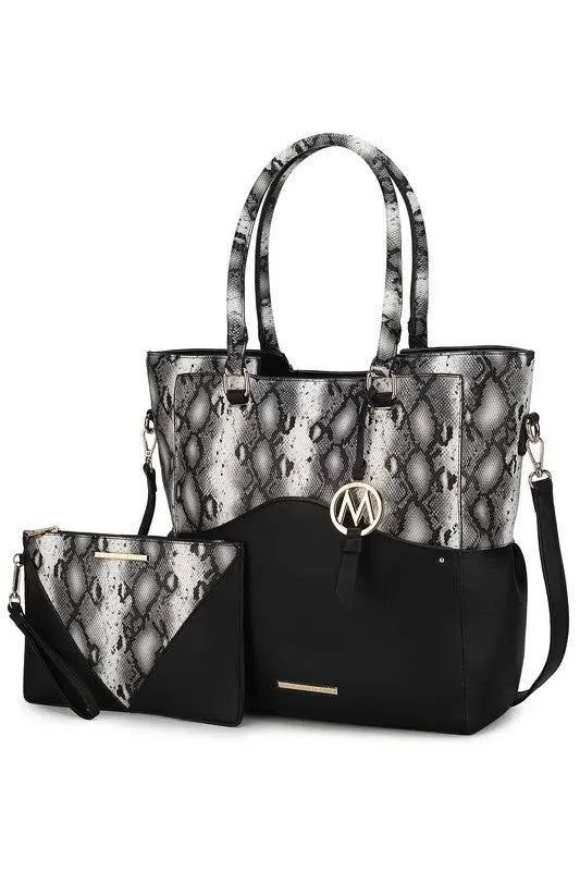 MKF Iris Snake Tote Bag Wristlet Pouch by Mia K MKF Collection by Mia K