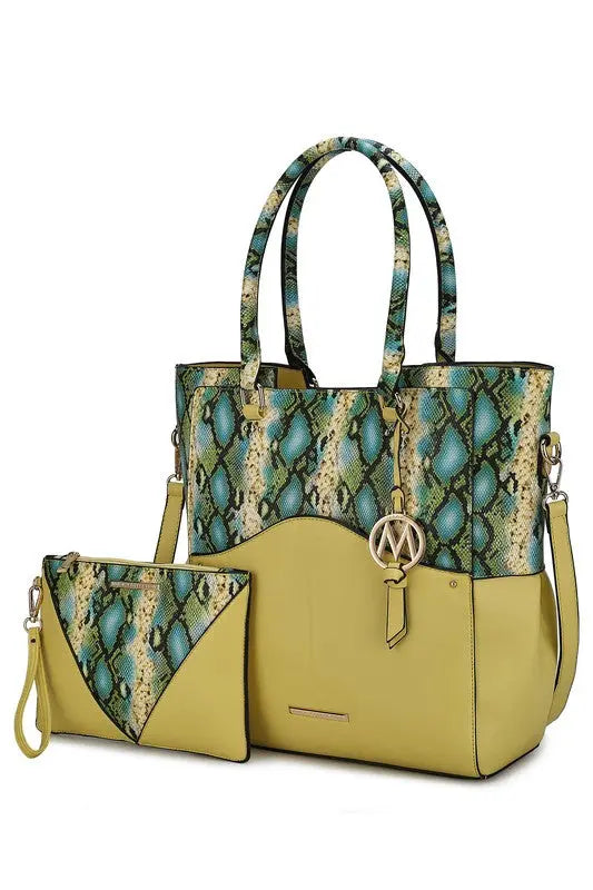 MKF Iris Snake Tote Bag Wristlet Pouch by Mia K MKF Collection by Mia K