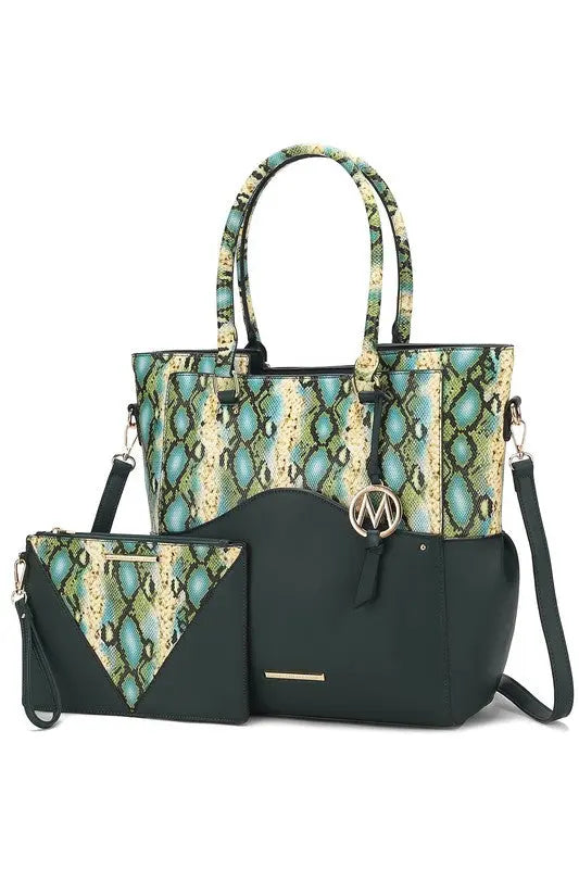 MKF Iris Snake Tote Bag Wristlet Pouch by Mia K MKF Collection by Mia K