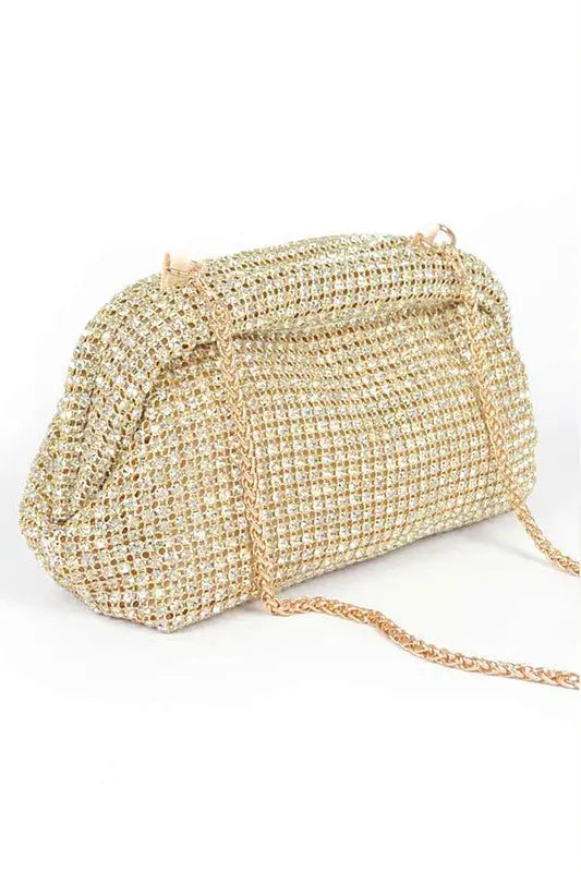 Oversize Rhinestone Convertible Soft Clutch Bag