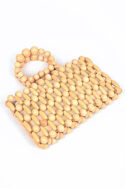 Wooden Beads Top Handle Small Clutch