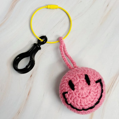 Happy Face Puffy Ball Key Ring