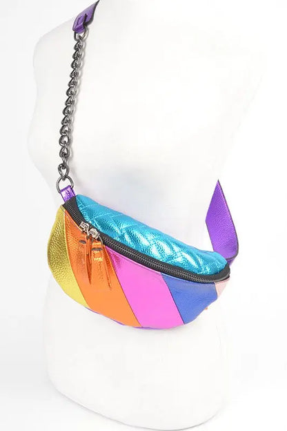 Metallic Piecing Vintage Inspired Fanny Pack LA Jewelry Plaza