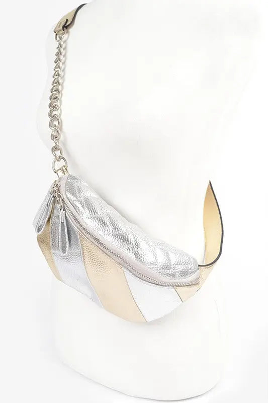 Metallic Piecing Vintage Inspired Fanny Pack LA Jewelry Plaza