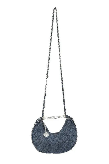 Denim and Flower Chain Crossbody Bag ICCO ACCESSORIES