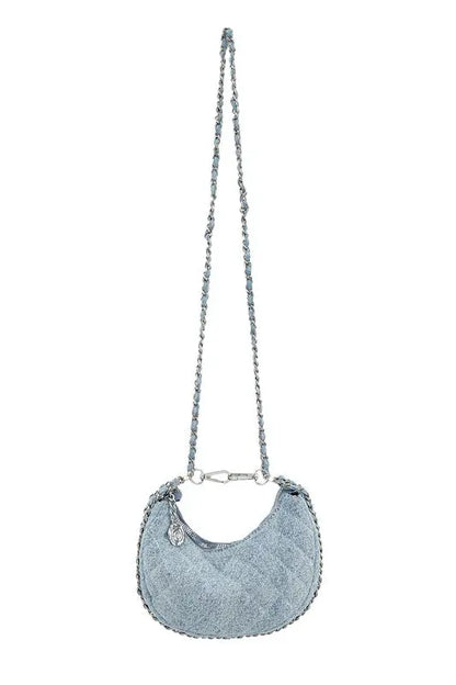 Denim and Flower Chain Crossbody Bag ICCO ACCESSORIES