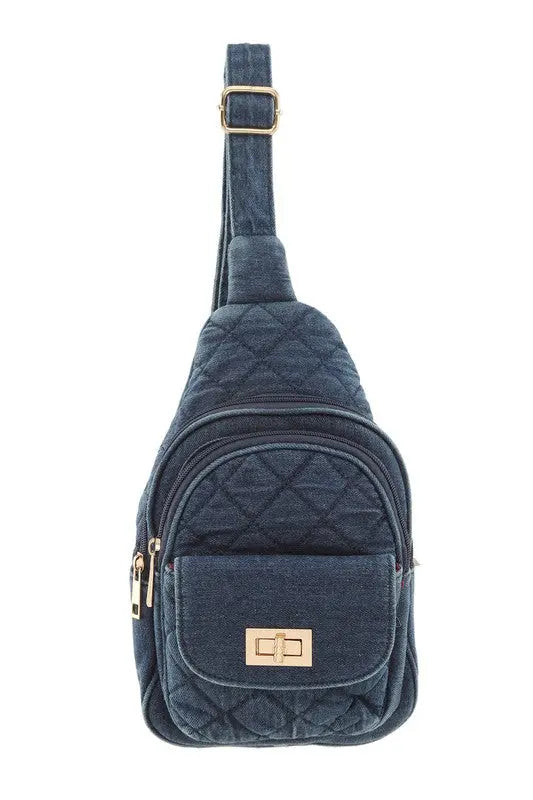 Cross Pattern Denim Sling Bag ICCO ACCESSORIES