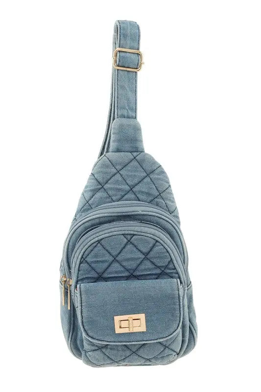 Cross Pattern Denim Sling Bag ICCO ACCESSORIES