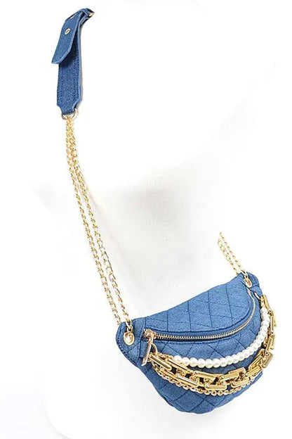 Mix Chain Layered Denim Crossbody Bag Artini Accessories