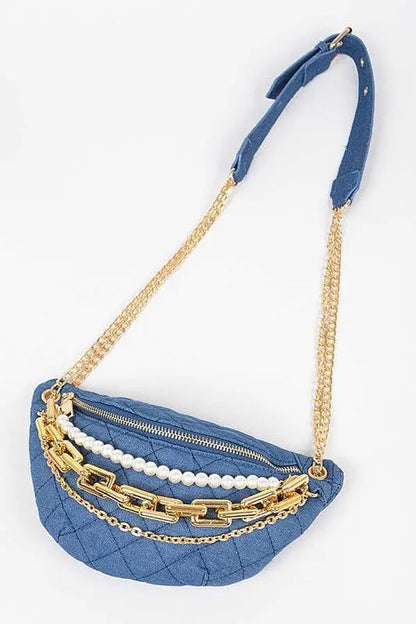 Mix Chain Layered Denim Crossbody Bag Artini Accessories