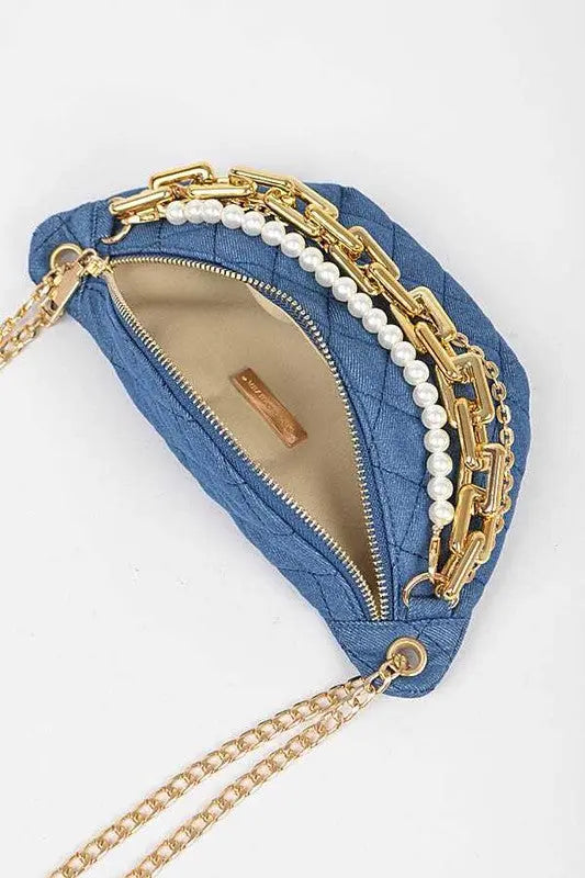 Mix Chain Layered Denim Crossbody Bag Artini Accessories